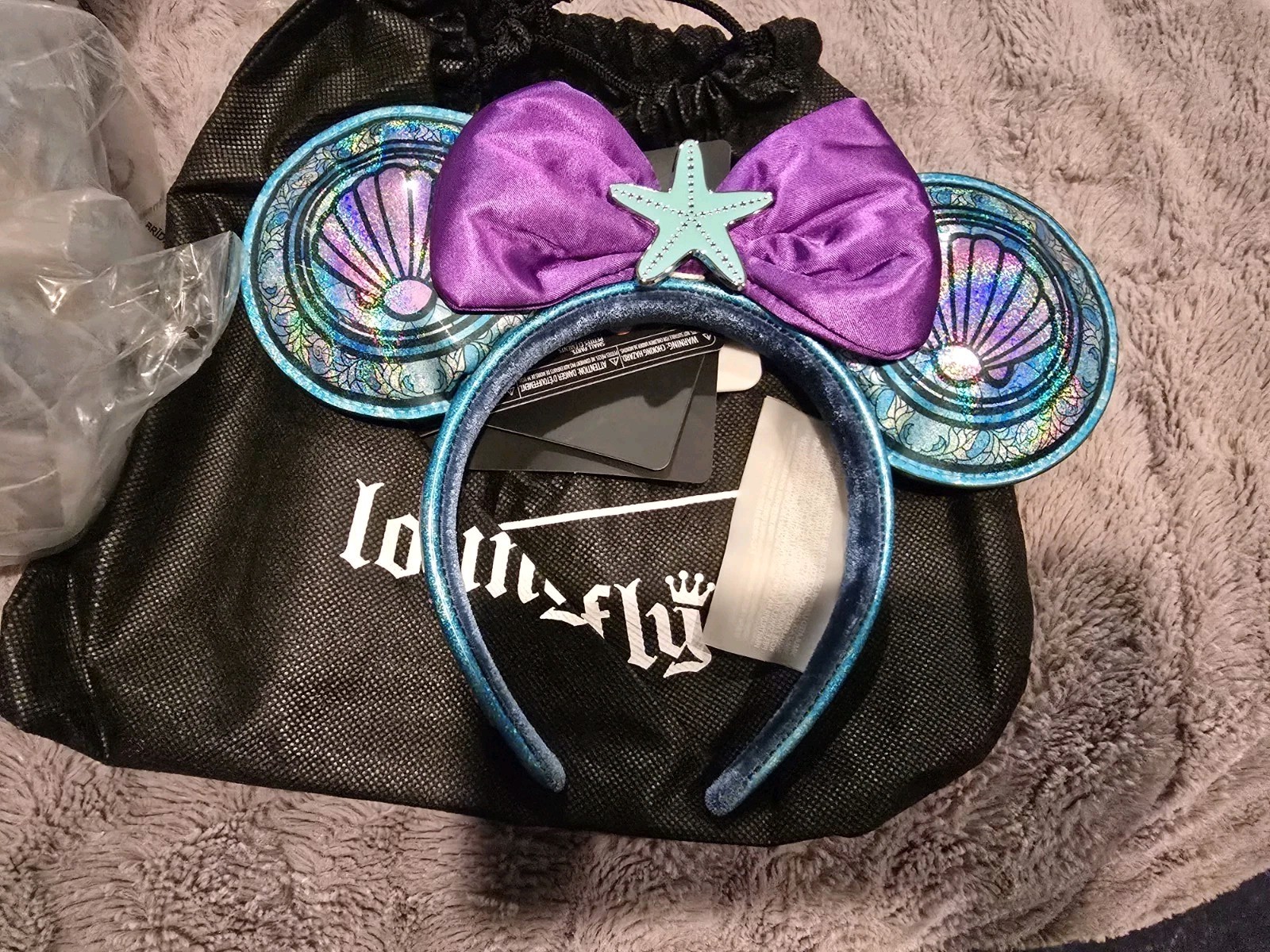 Loungefly Disney Princess Ariel Stained Glass Backpack and Ears Set