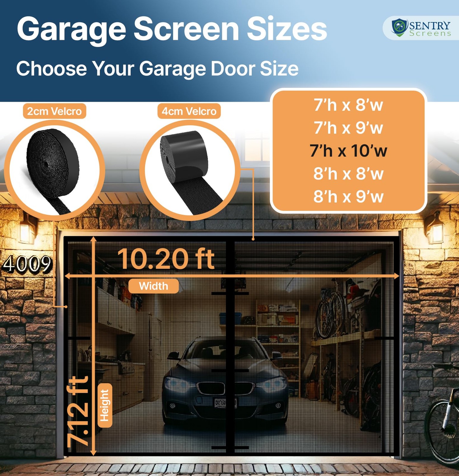 Garage Door Screen 1 Car with Retractable Fiberglass Mesh – Magnetic Closure ...