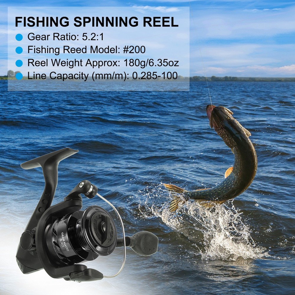 Fishing Reel, Left/Right Interchangeable Handle, Black
