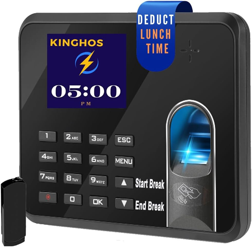 Time Clock with Automatic Lunch & Break Time Tracking, Weekly/Daily Overtime, Fr