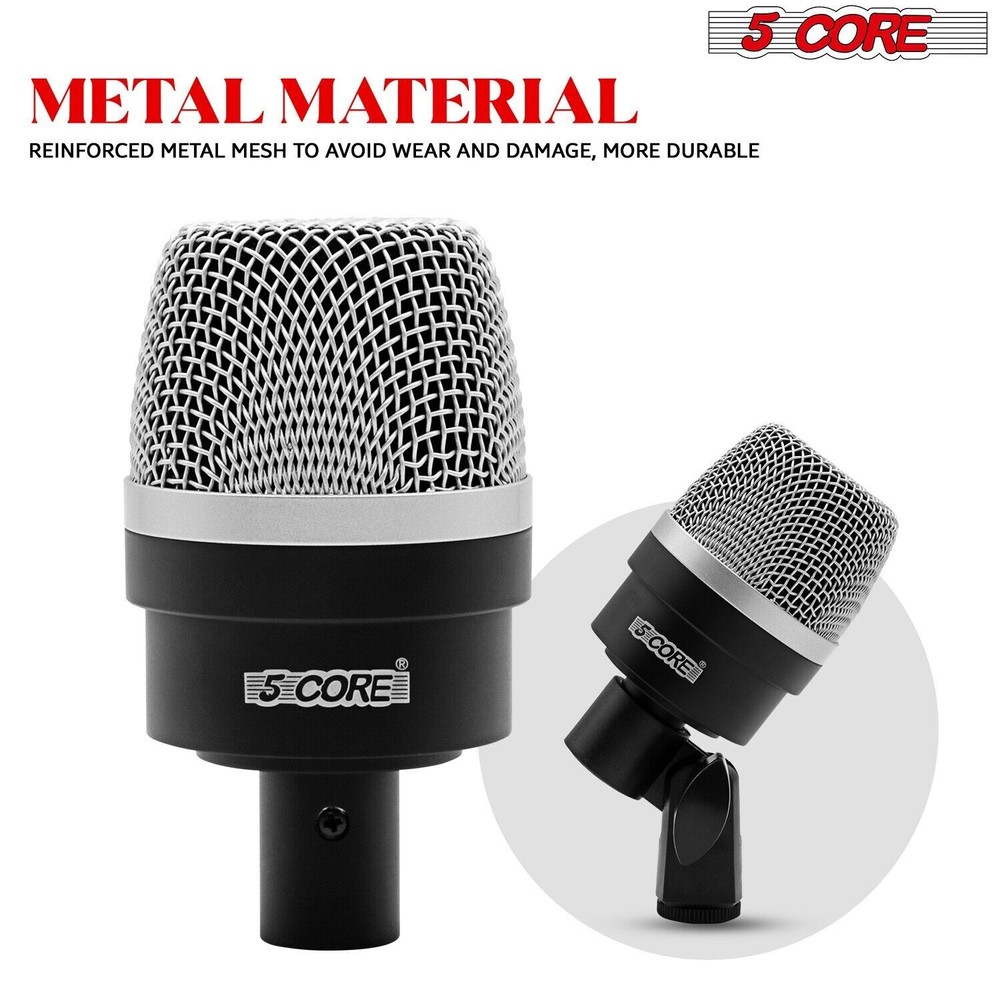 5Core Drum Mic Kit 7Pcs Kick Tom Snare Dynamic Microphone Instrument Mics Set