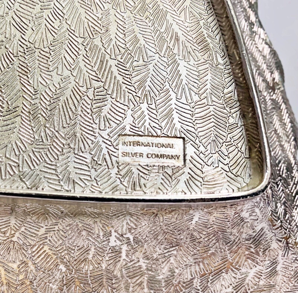 International Silver Company Christmas Tree Dish Candy Nut Trinket Embossed