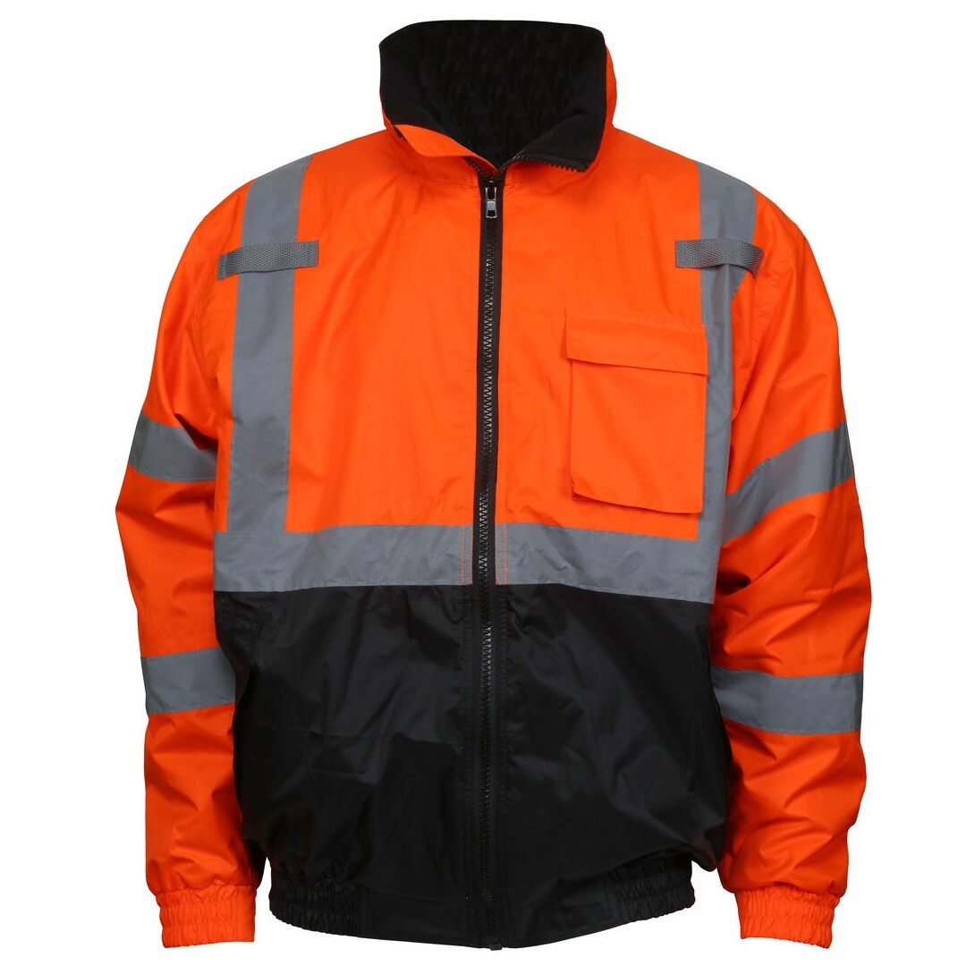 REFLECTIVE BOMBER JACKET HI-VIS ORANGE WATERPROOF MCR SAFETY CLASS 3 (SM - 5XL)