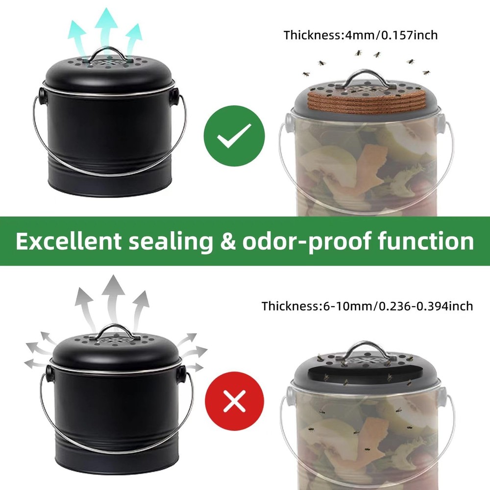 Kitchen Compost Bin Filters 15 Pack Coconut Shell 7.25 Inch Replacement