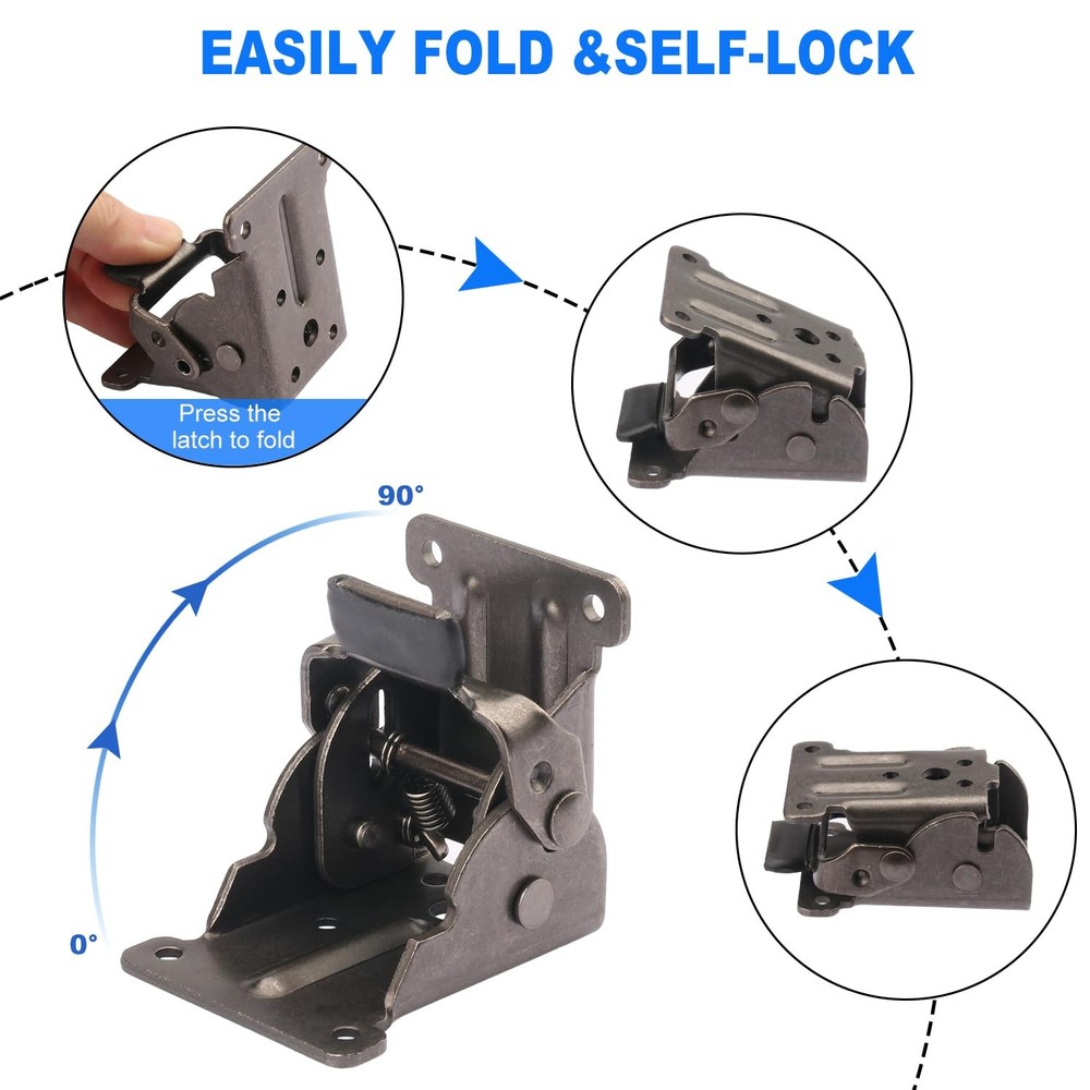 8 Pack Folding Leg Brackets, Folding Table Leg Bracket, Self-Locking Hinge, F...