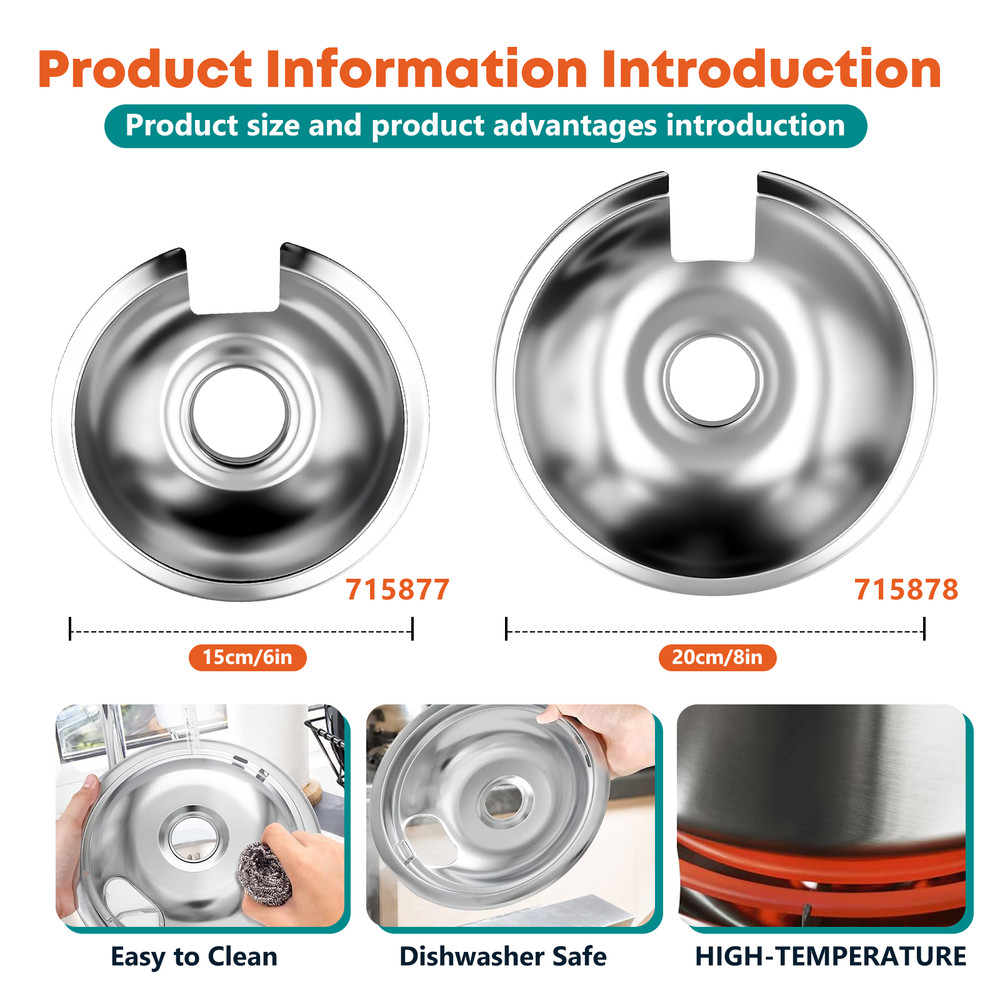 715877 715878 4 Piece Electric Range Chrome Drip Pan