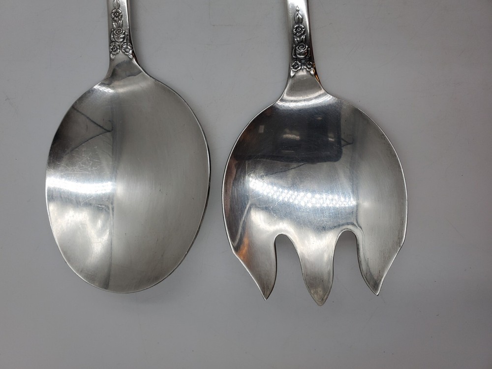 VTG King Edward Silverplate Holiday 1951 Pattern Fork & Spoon Salad Serving Set