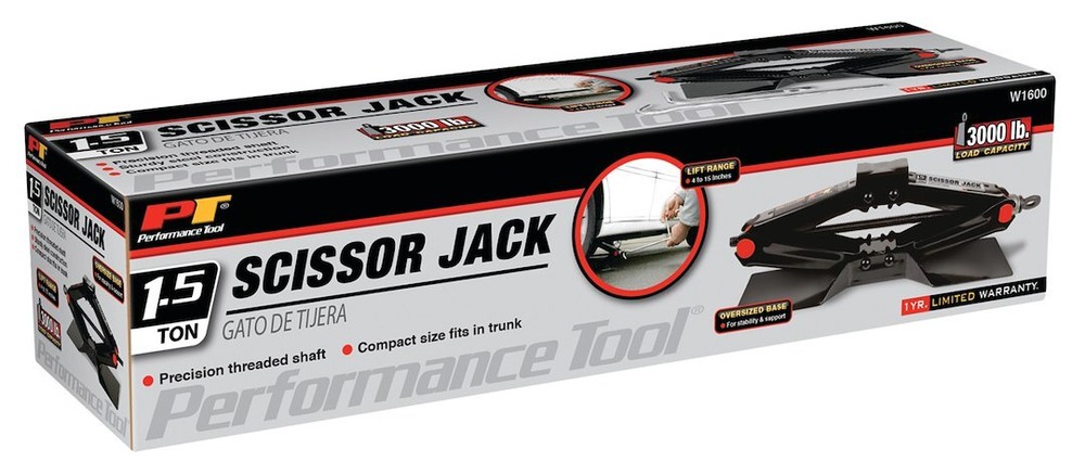 Performance Tool 1-1/2 Ton Scissor Jack (W1600)