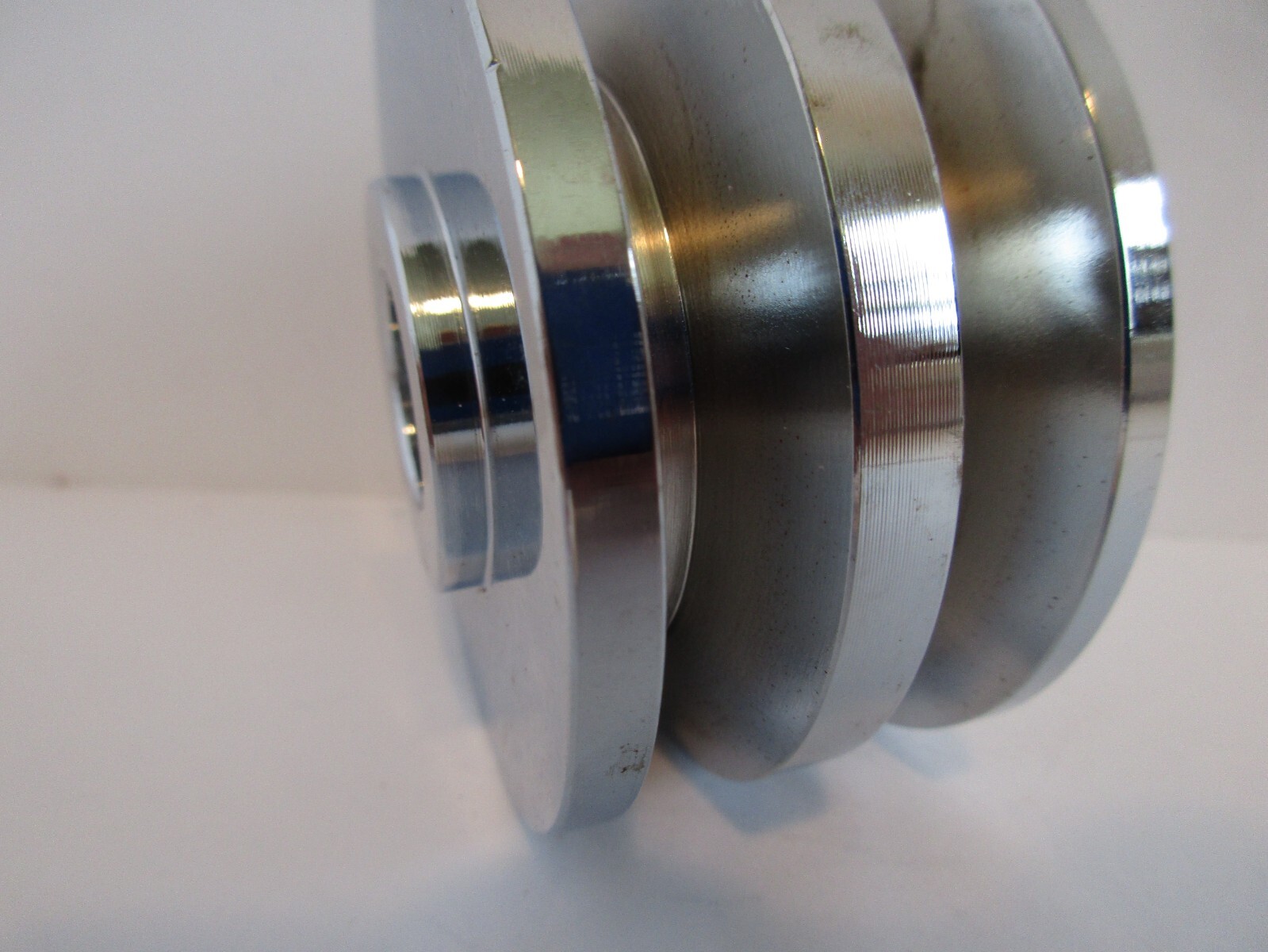 CHROME DOUBLE GROOVE ALTERNATOR PULLEY FITS GM SB BB CHEVY FORD #8968