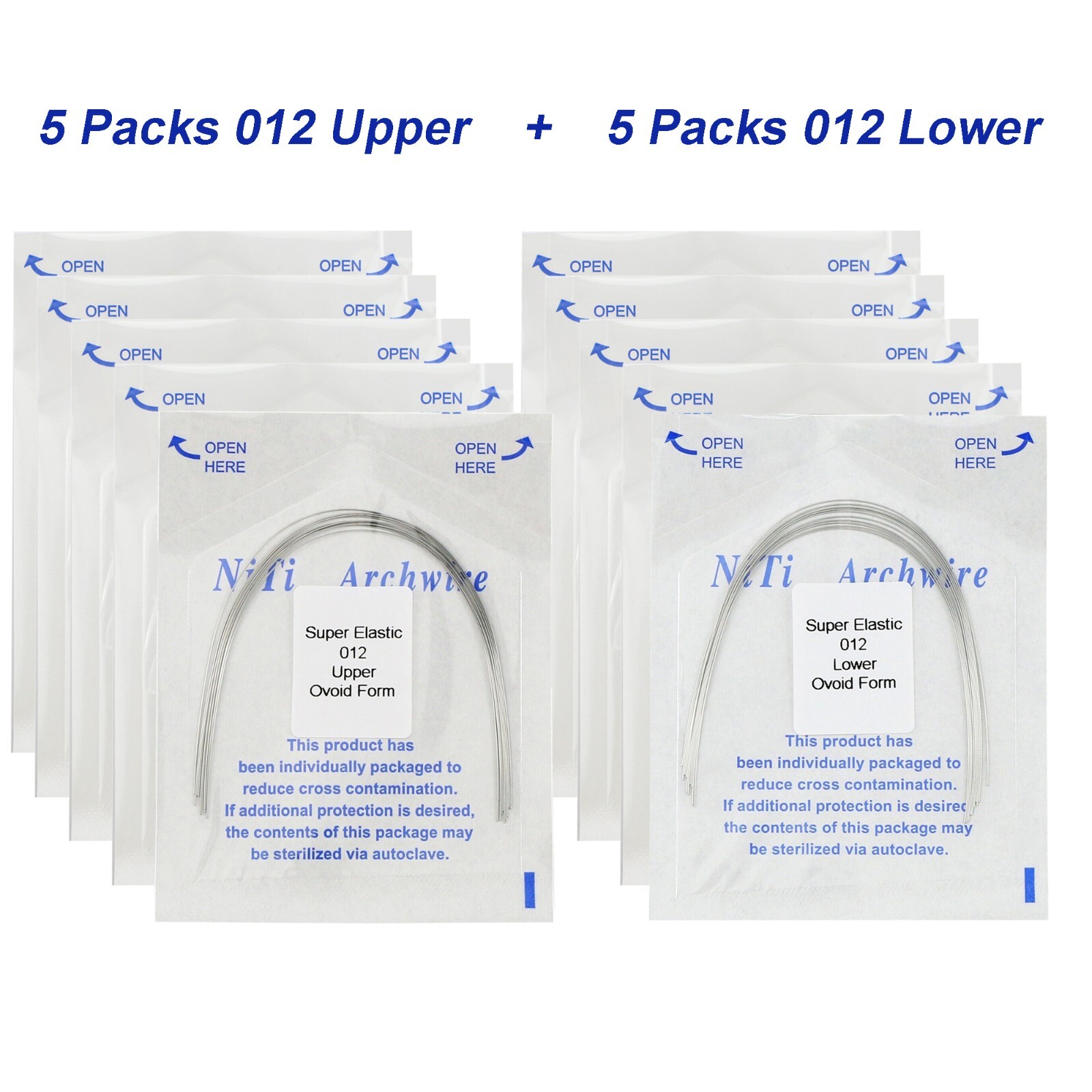 100Pcs Dental Orthodontic Arch Wire NiTi Stainless Steel Ovoid Round Rectangular