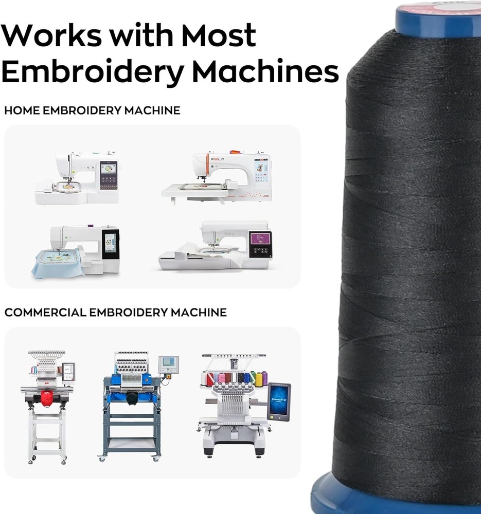 Embroidery Machine Thread Richword Selected White 4000M 40WT Polyester Embroi...