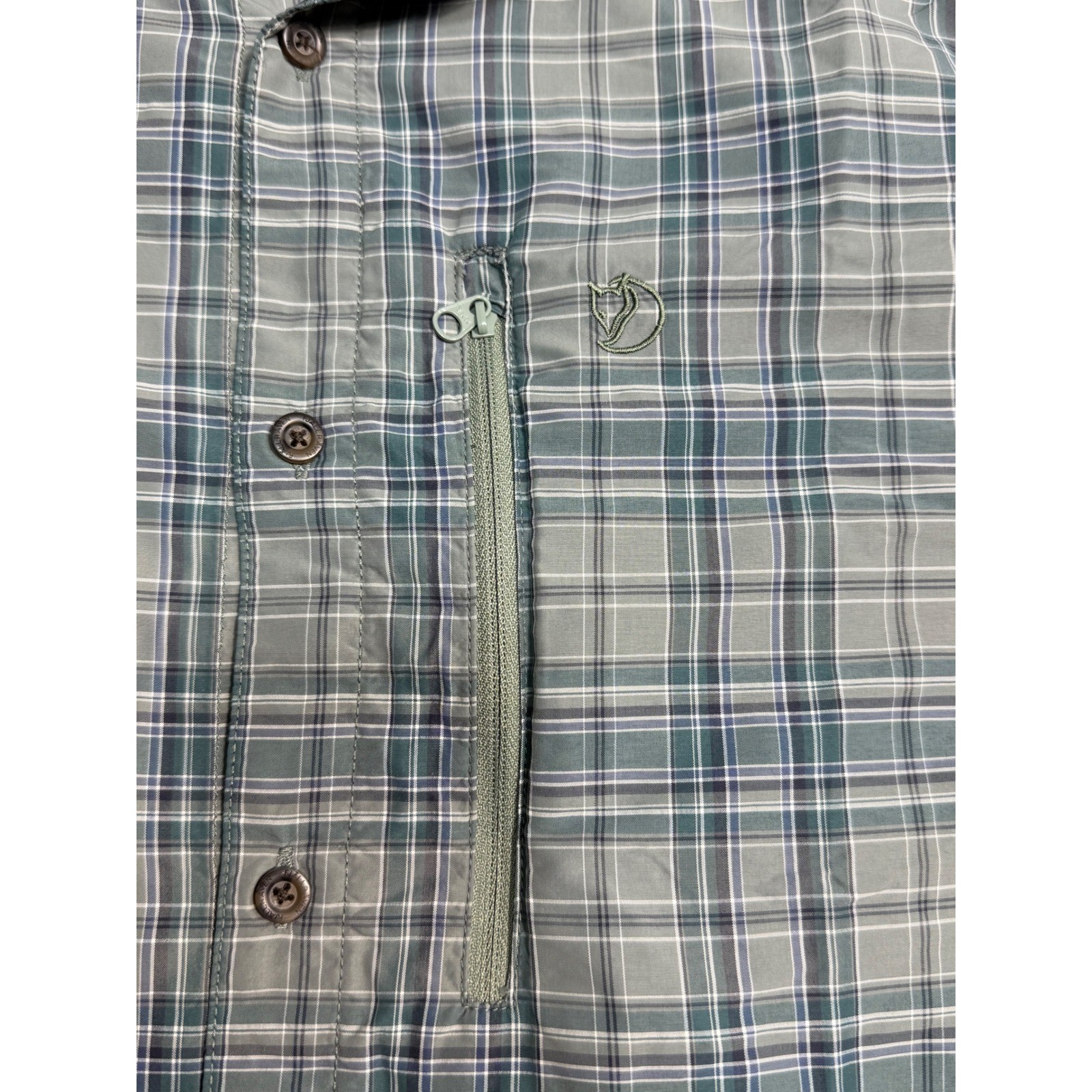 Fjallraven Abisko Hiker Shirt SS Plaid Zip Pocket Men's XL Slim Fit Button