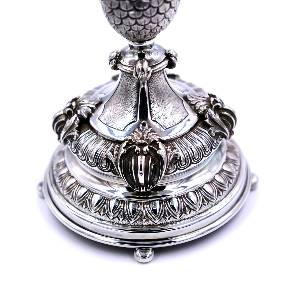 Italian Solid Silver Three Armed Baroque Candelabra