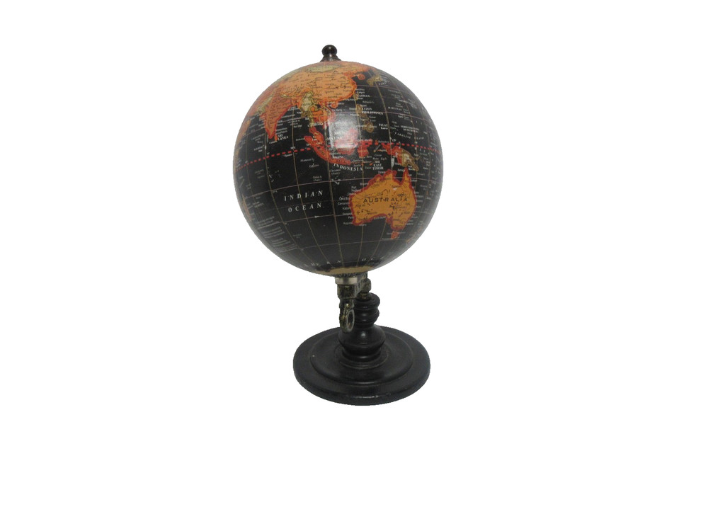 Tabletop World Globe Rotating Globe 9" Black Orange Brown Fall Autumn Decor