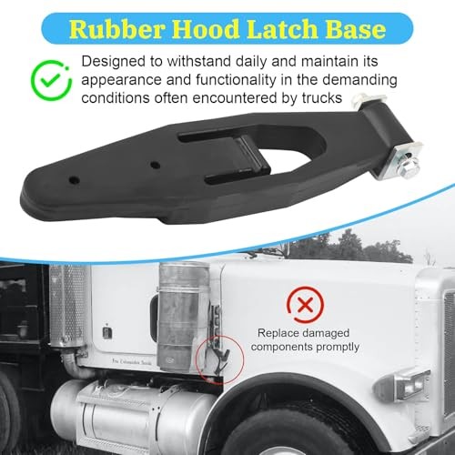 2 Pack Hood Latch Strap with Catch Bracket Rubber Hood Latch Base Replacement