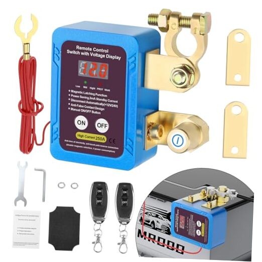 250A 12V Remote Battery Disconnect Switch, Upgrade Smart Voltage Kill Switch