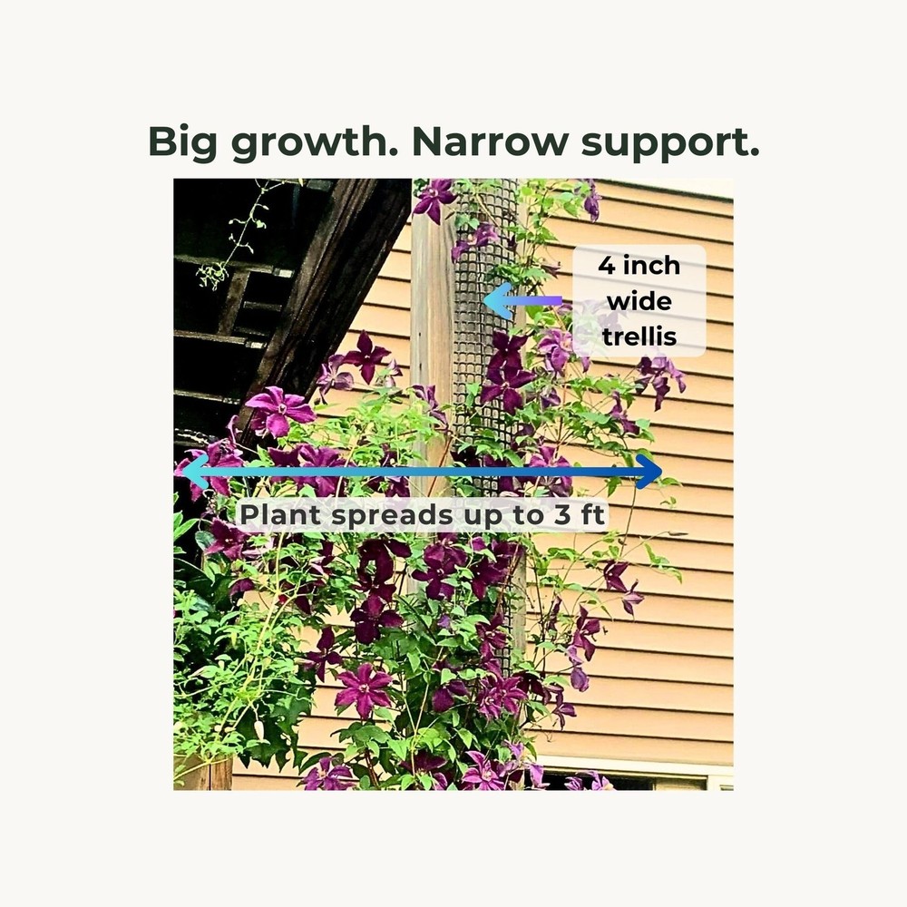 Narrow Trellis for Deck Posts and Flat Sided Mailbox Posts, HDPE Mesh for Cle...