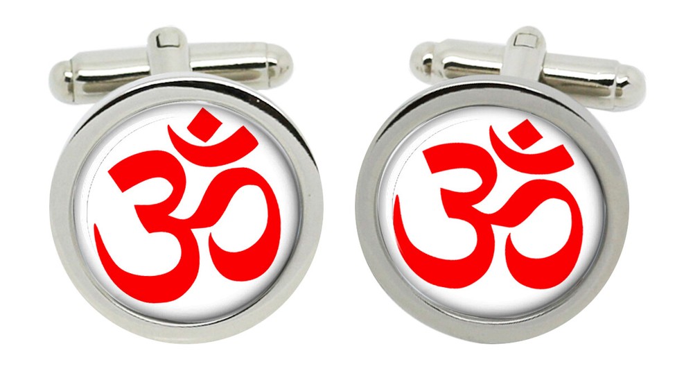 Om (Aum) Hindu Cufflinks in Chrome Box