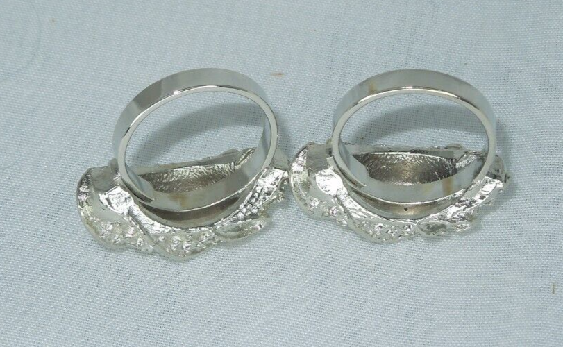 2 Ring Blanks Settings Cabochon Adjustable silver Plated Brass NEW 88V