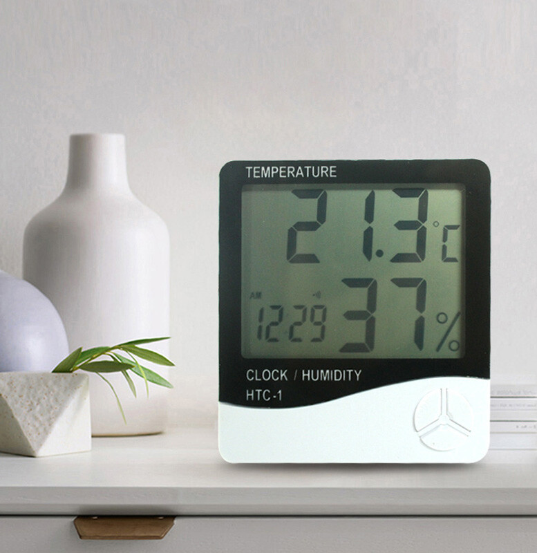 Digital LCD Hygrometer Temperature Humidity Meter Alarm Clock