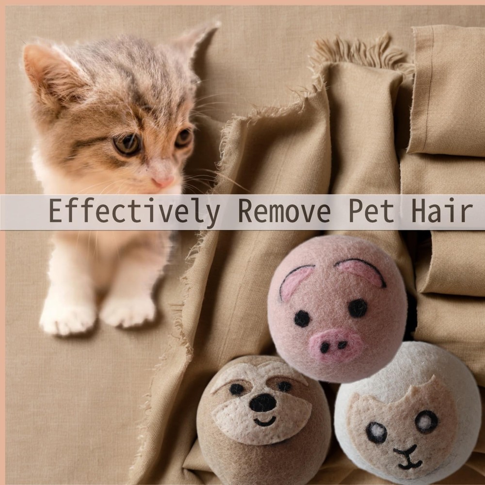 Wool Dryer Balls, Cute Pattern Drying Balls for Laundry, Anti Static, Saving ...