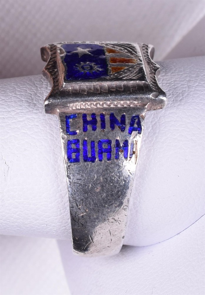 1944 WW2 India China Burma Campaign Ring Enameled Sz 10.5