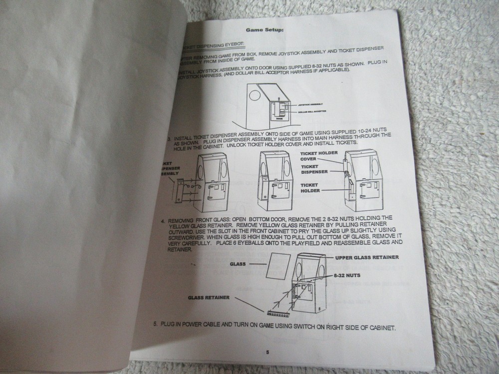 EYE BOT BENCHMARK arcade game manual