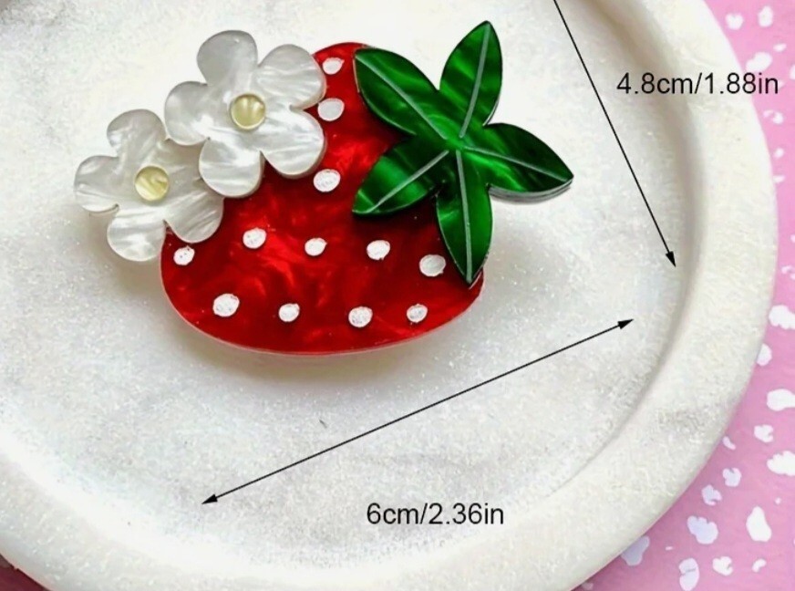 Acrylic strawberry brooch