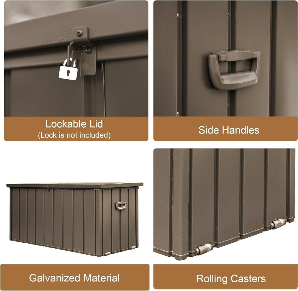 SHPAI 100 Gallon Deck Box, Lockable Storage Container with Galvanized Steel