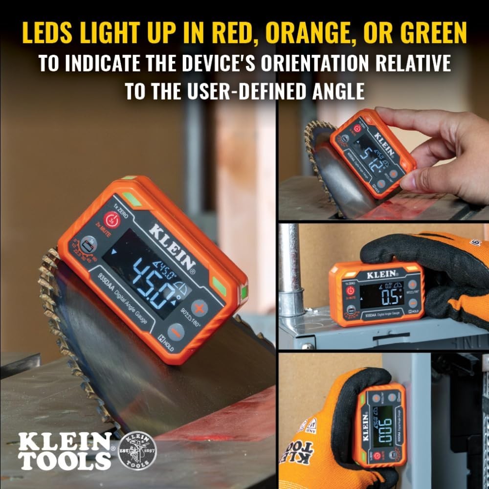 Klein Tools Digital Angle Gauge with LED Alert - Precision Measurement Tool