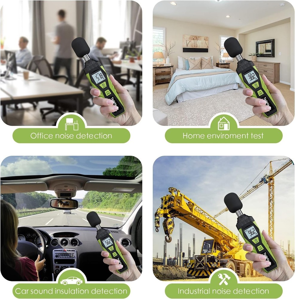 Compact Portable Decibel Meter with MAX Hold Function & Backlight - 30 to 130dB