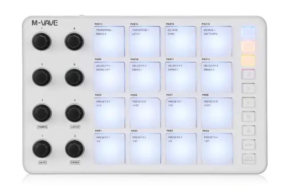 M-VAVE SMC-PAD Wireless MIDI Controller Suitable MINI Percussion USB-C Keyboard