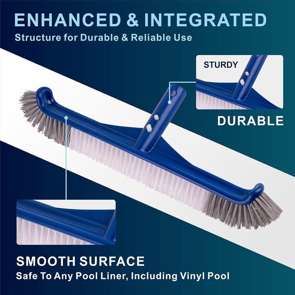 17.5'' Rectangular Pool Brush - Ultimate Debris Cleaner for Pool Walls & Tiles