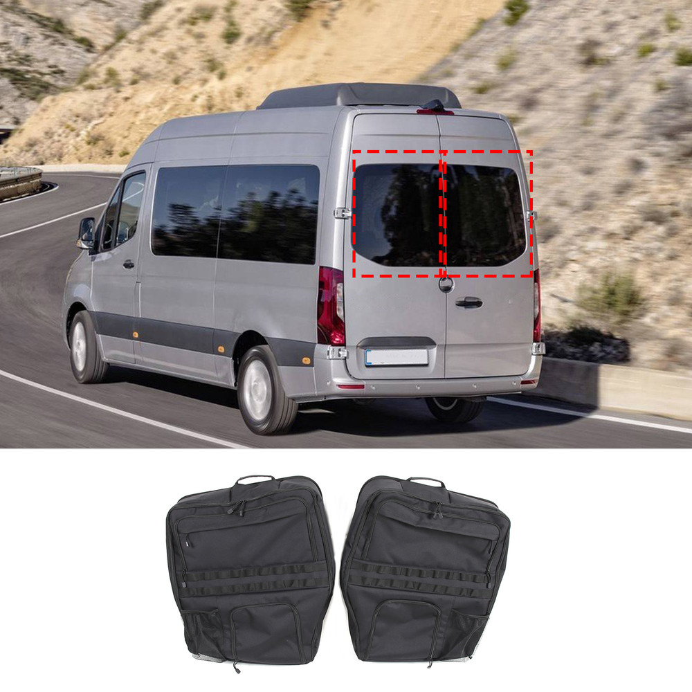 Black Tailgate Interior Window Upper Storage Bag Folding For Benz Sprinter 09-18