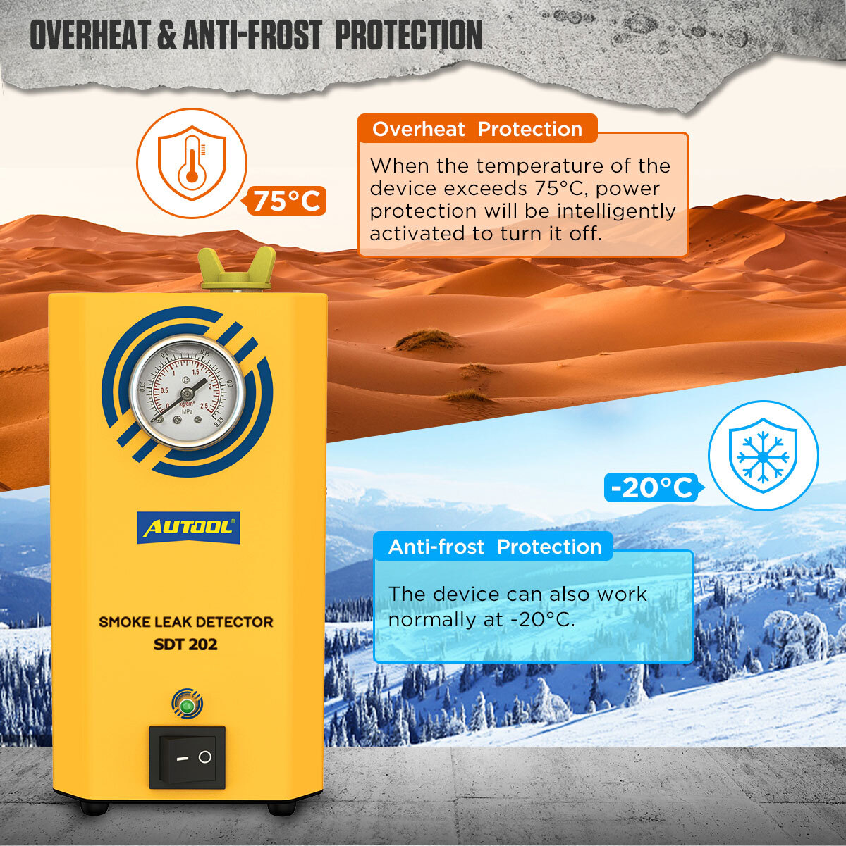 AUTOOL SDT202 EVAP Smoke Machine Automotive Fuel Pipe Smoke Leak Detector Tester