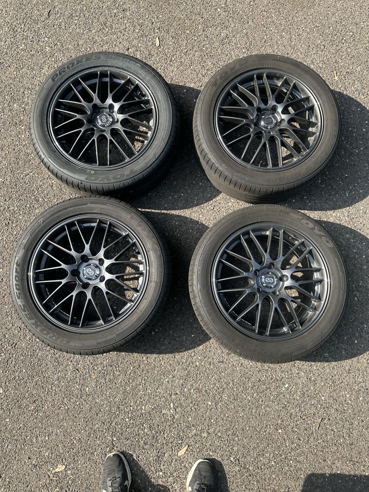 Enkei EKM3, 17x7, +45mm Offset & Toyo Proxes Sport 225/50/ZR17 Tires