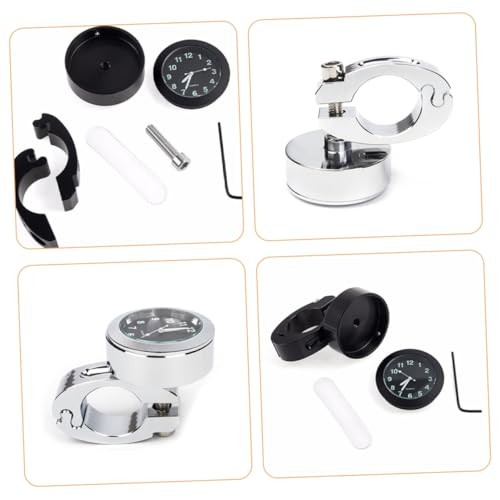 2pcs Waterproof Motorcycle Handlebar Clock, Chrome Dial Clock for 7/8" to 1"