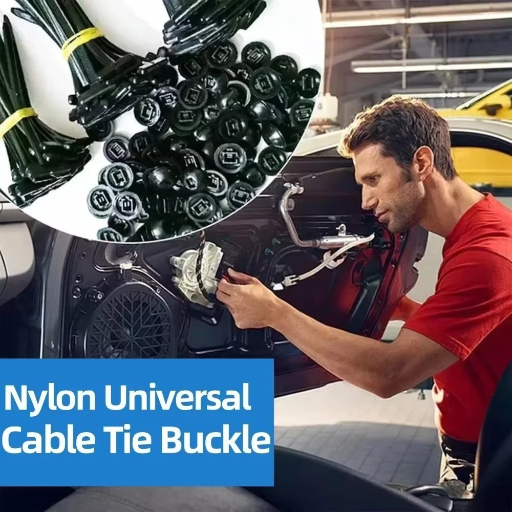 100PCS Nylon Universal Cable Tie Buckle, Upgrade Both-Side Self-Locking Zip Tie