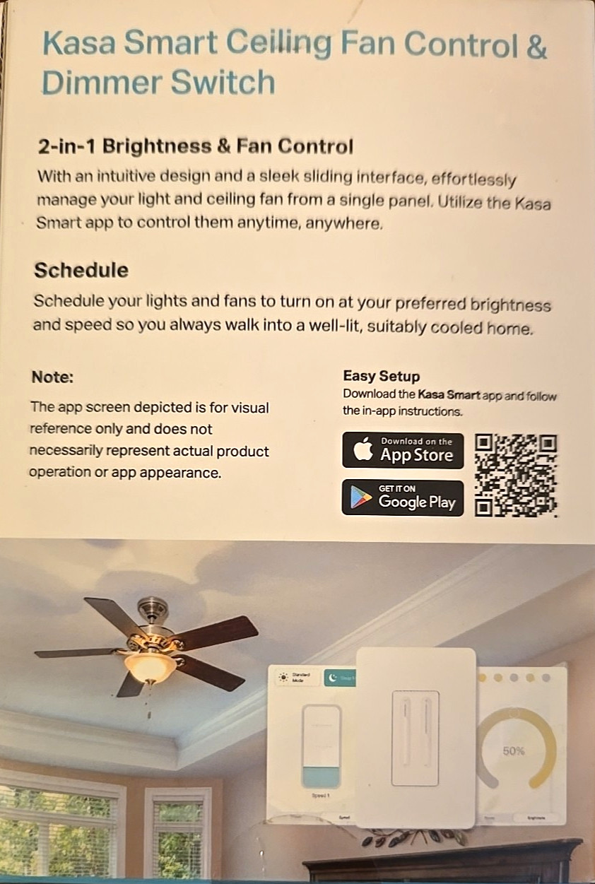 TP-Link Kasa Smart Fan Control Light Dimmer KS240 Apple HomeKit Alexa Google