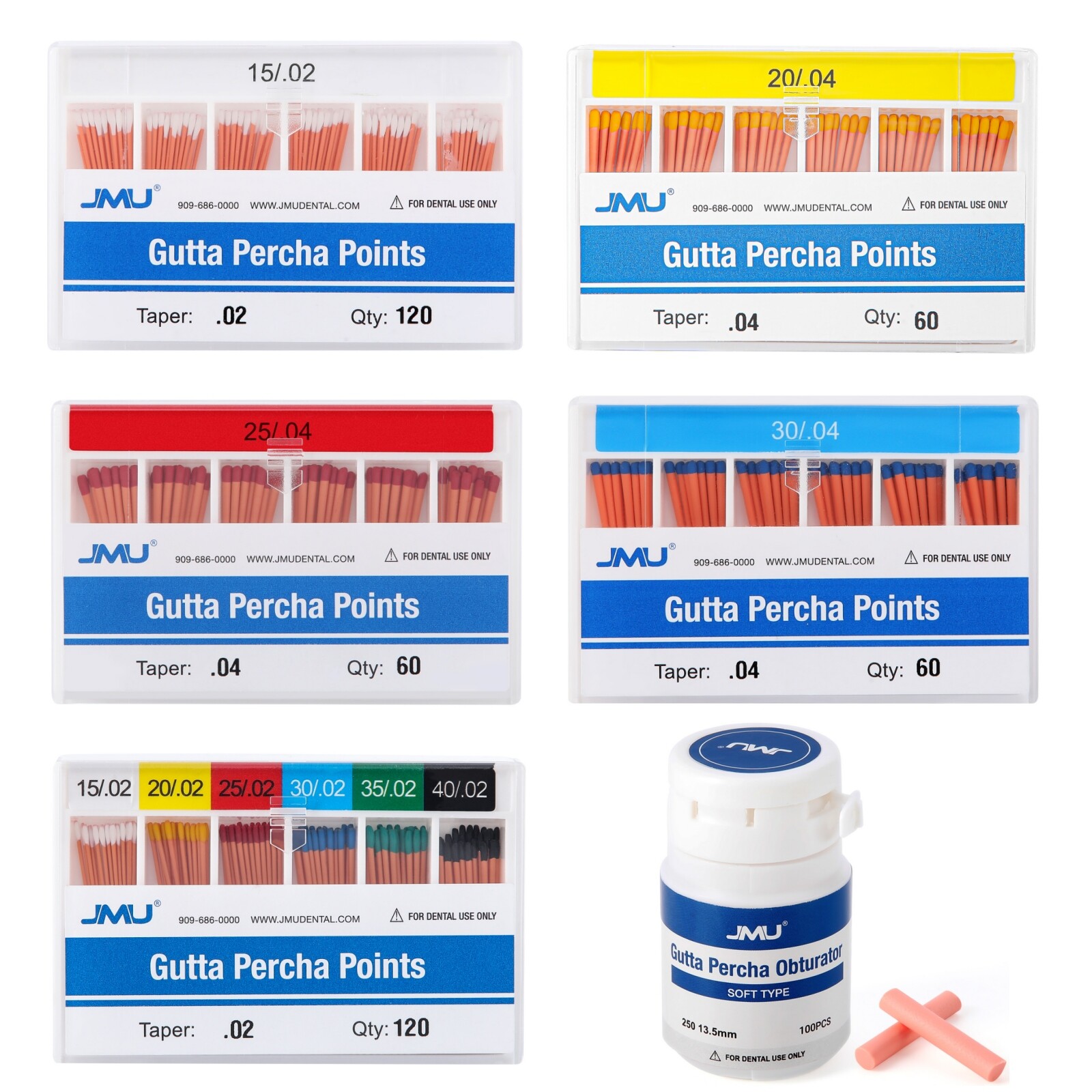 JMU Dental Endo Root Canal Gutta Percha Points Pelltes 02 04 06 Taper F1 F3