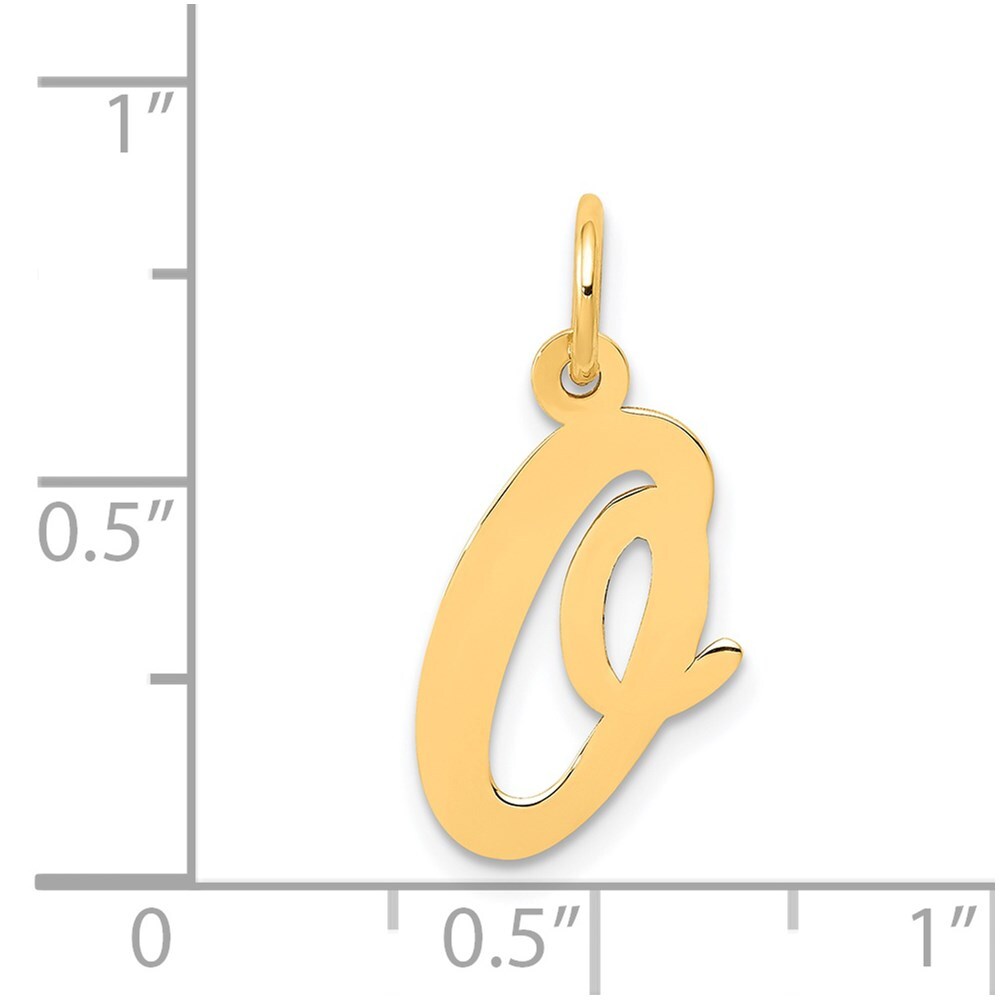 14K Yellow Gold Medium Script Initial O Charm