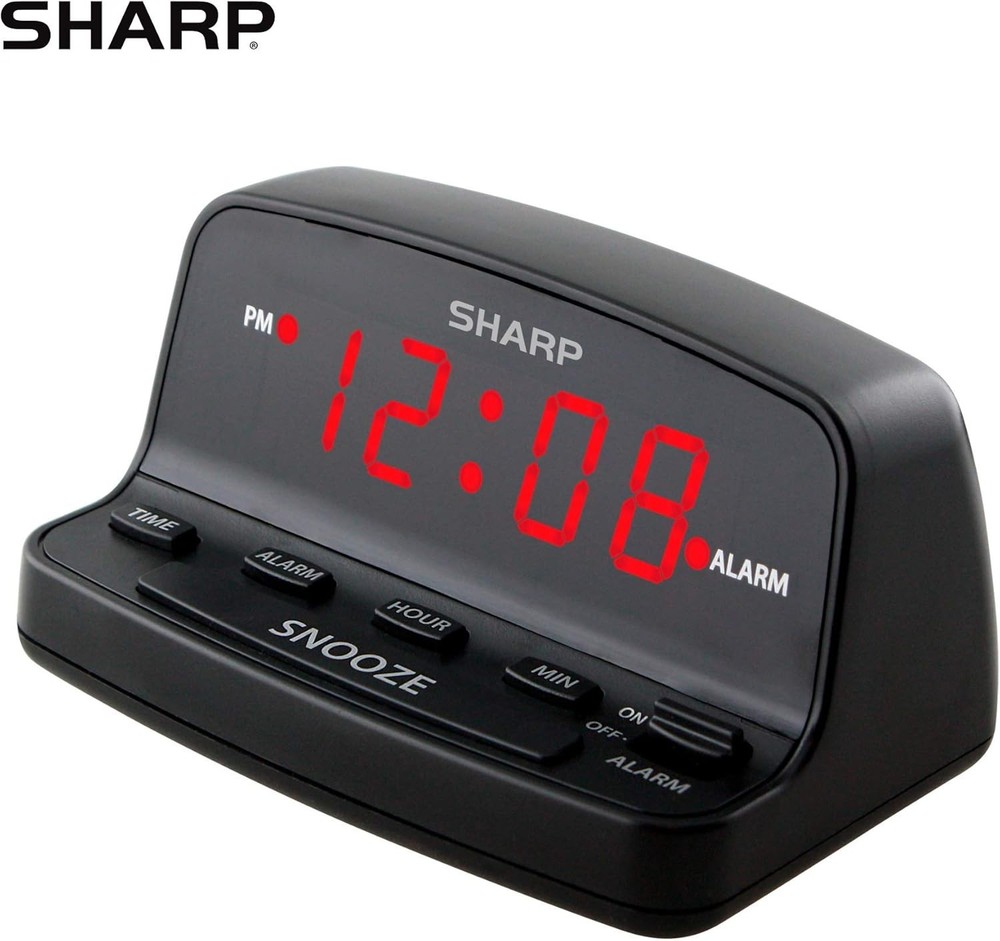 Digital Alarm Clock with Easy Keyboard Controls & Snooze Function – Black