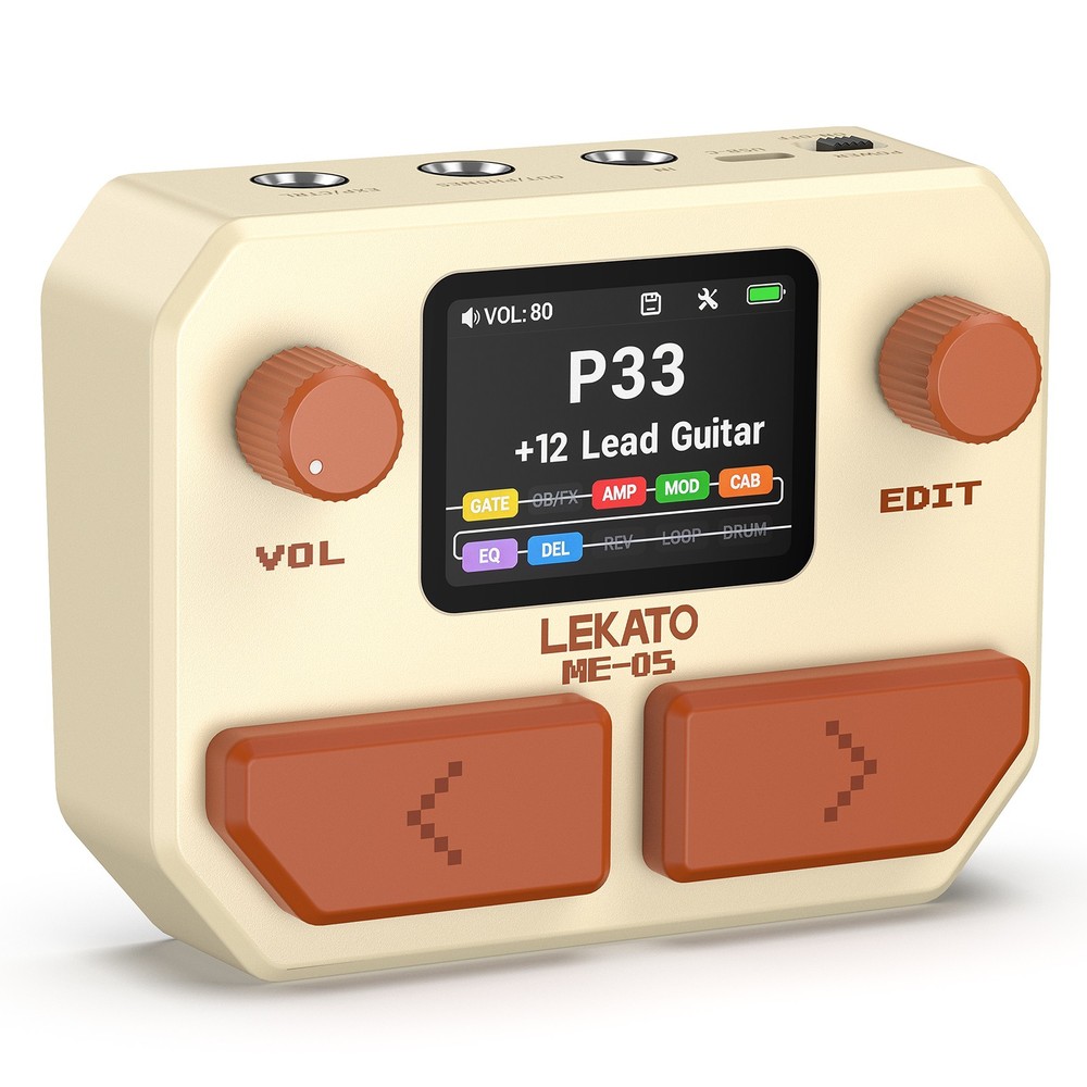 LEKATO Smart Guitar Processor 125 Multi Effect Pocket Pedal PC Editor 40s Looper