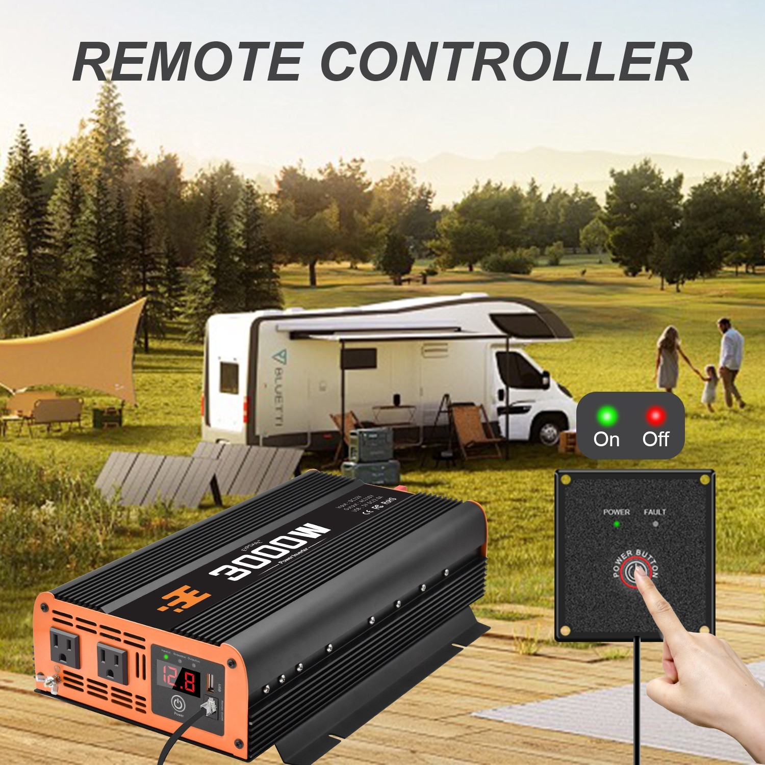 3000 watt car Power Inverter with Remote Controller, 12v dc to 110v ac inverter