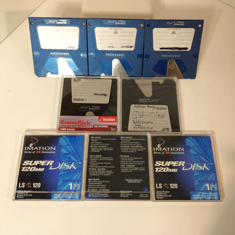 Imation Super Disk Drive PARALLEL External PC-Mac 120 MB with 5 Disks, Software