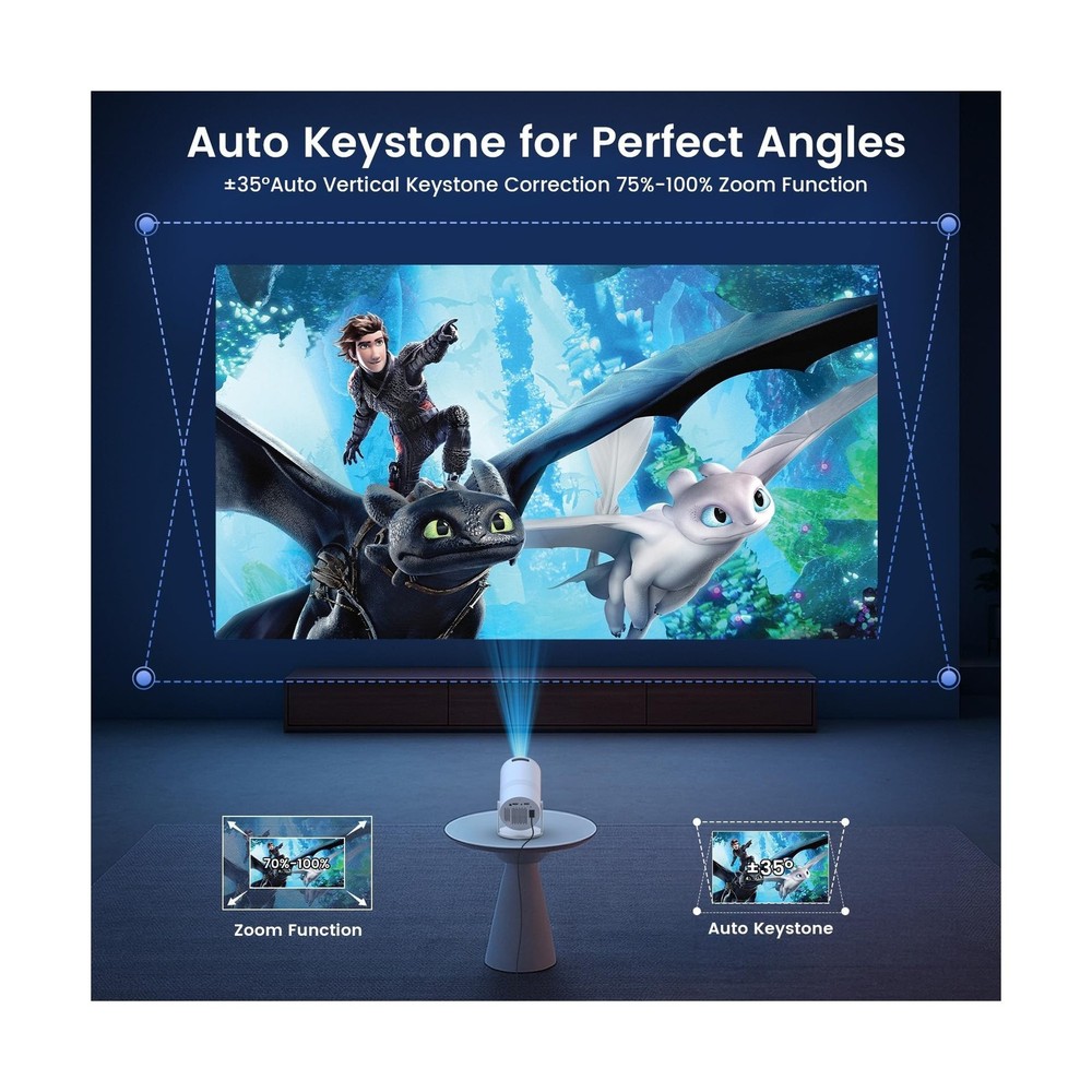 Mini Projector with WiFi and Bluetooth, Built-in Apps, 210° Rotatab... Fast
