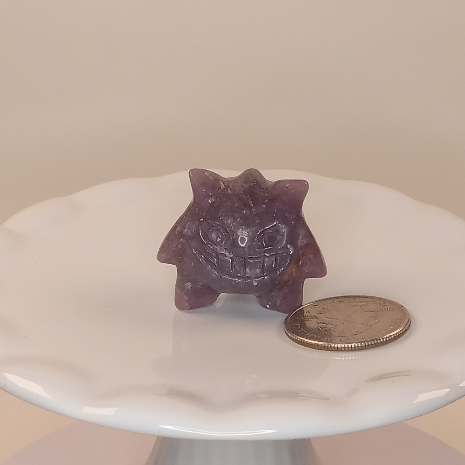 Lepidolite Crystal Gengar Character Carving Purple Stone 26g | F26