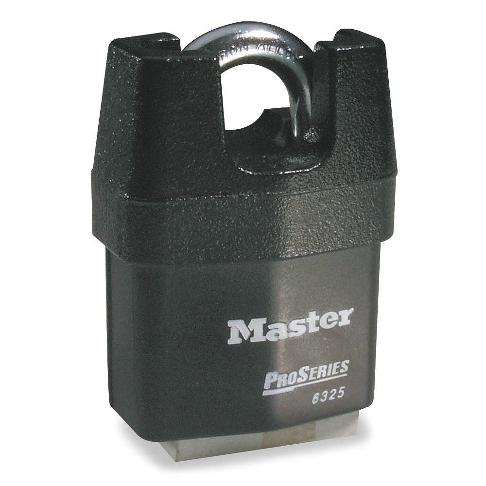 MASTER LOCK 6325KA Keyed Padlock, 7/8 in,Rectangle,Black 6T413
