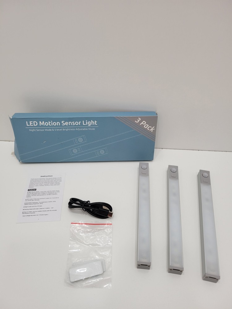 Under Cabinet Lights, LED Motion Sensor Light, USB-C 3 PACK+White Light