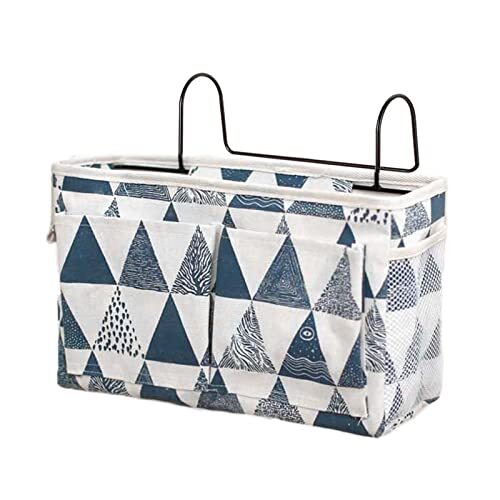 Bedside Caddy Bedside Storage Bag Hanging Organizer for Bunk, Blue Triangle
